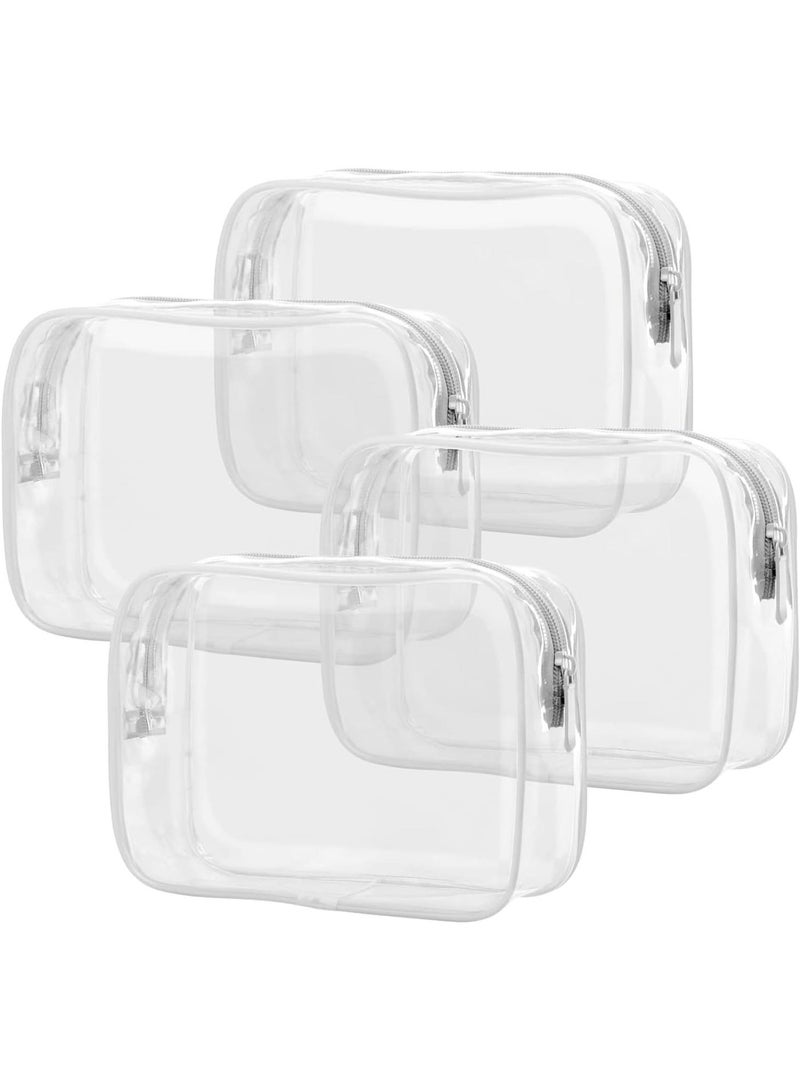 أكياس ماكياج واضحة, 4 حزمة ربع حجم حقيبة السفر, TSA الموافقة على أكياس السفر واضحة, أكياس مستحضرات التجميل واضحة تحمل على حقيبة المرحاض واضحة, TSA الموافقة على أكياس المرحاض - Image 1