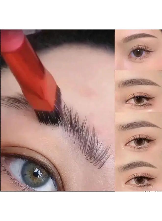 فرشاة الحواجب المهنية قلم مربع ثلاثي الأبعاد بمقبض أحمر أداة مكياج دقيقة - Image 3