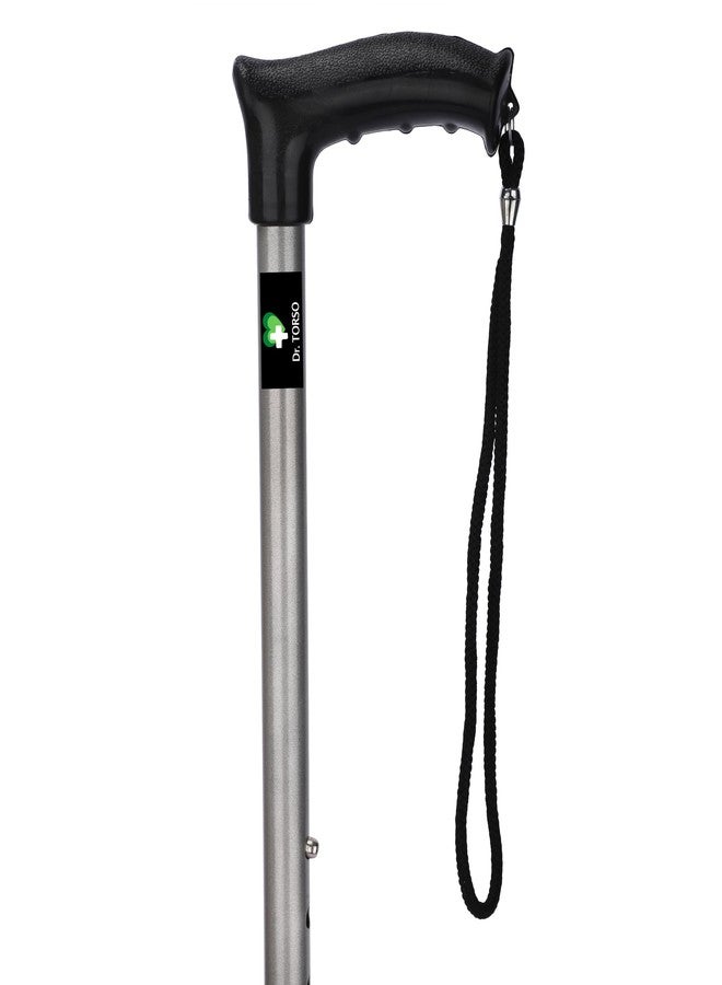 Dr. TORSO Strong Walking Stick with Self Standing Base (Single Leg) and Adjustible Height, Metal Body for Men/Women, Patients, Old People (Silver) - Image 2