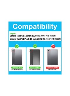 Procases ProCase Lenovo Tab P11 Plus 2021 / Tab P11 Case 2020 11 inch for TB-J616F TB-J616X TB-J606F TB-J606X, Slim Shockproof Stand Folio Protective Hard Shell Cover for Lenovo Tab P11 Tab P11 Plus 11" -Black  - Image 3