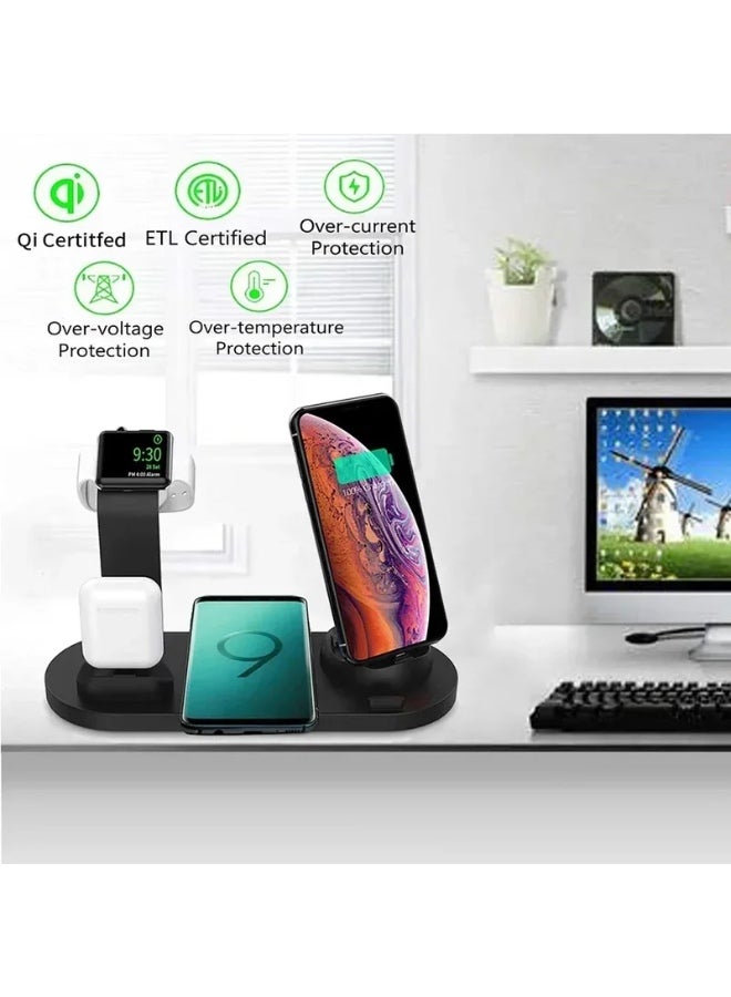 general Black Wireless Charger Wireless Charging Base High Color Value for Apple Watch/AirPods Pro/iPhone Samsung S20/S10  Wireless Fast Charging Station, Charging Stand Portable for Other Phones - Image 2