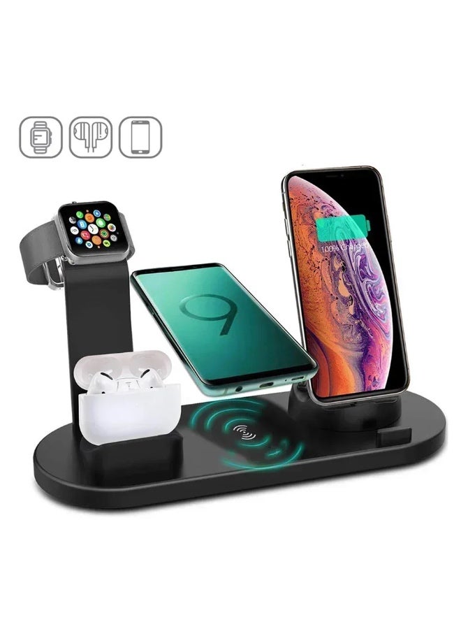 general Black Wireless Charger Wireless Charging Base High Color Value for Apple Watch/AirPods Pro/iPhone Samsung S20/S10  Wireless Fast Charging Station, Charging Stand Portable for Other Phones - Image 1