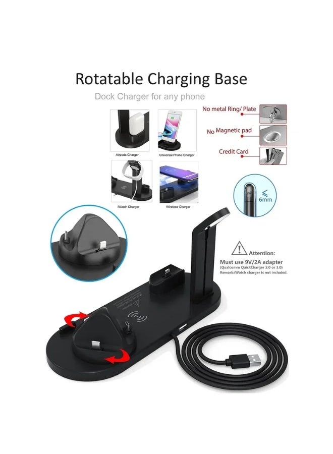 general Black Wireless Charger Wireless Charging Base High Color Value for Apple Watch/AirPods Pro/iPhone Samsung S20/S10  Wireless Fast Charging Station, Charging Stand Portable for Other Phones - Image 3