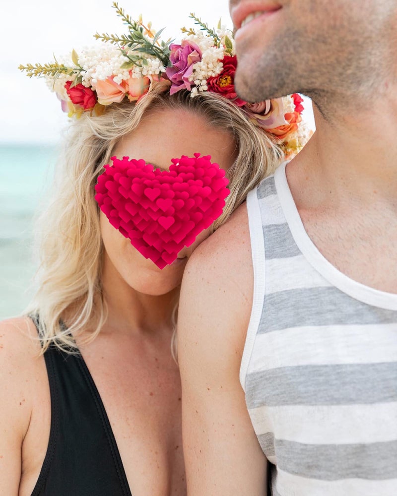 Vivivalue Floral Crown Rose Flower Headband Hair Wreath Floral Headpiece Halo Boho with Ribbon Wedding Party Festival Photos - Image 5