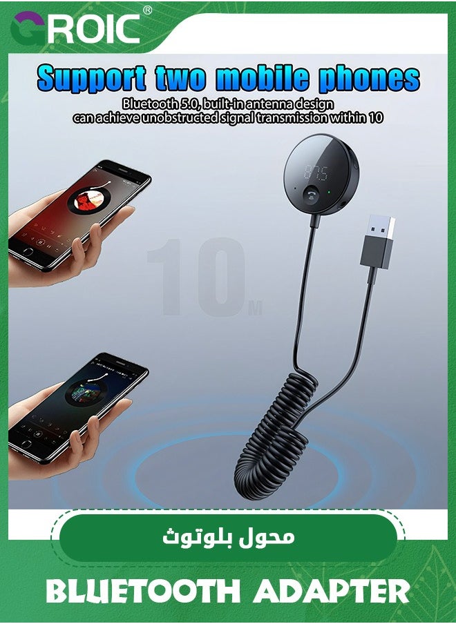 GROIC Bluetooth Car Adapter,Bluetooth AUX Adapter for Car,Bluetooth 5.0 Receiver for Home Stereo/Speakers/Wired Headphones,Hands-Free Calls, Dual Connection, Hi-Fi Music,Bluetooth Transmitter  - Image 4