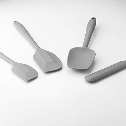 JXWING 4 Piece Silicone Spatula Set, Flexible Heat Resistant Non-scratch Baking Cooking Rubber Spatulas with Stainless Steel Core, Gray - Image 4