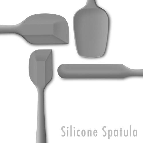 JXWING 4 Piece Silicone Spatula Set, Flexible Heat Resistant Non-scratch Baking Cooking Rubber Spatulas with Stainless Steel Core, Gray - Image 2