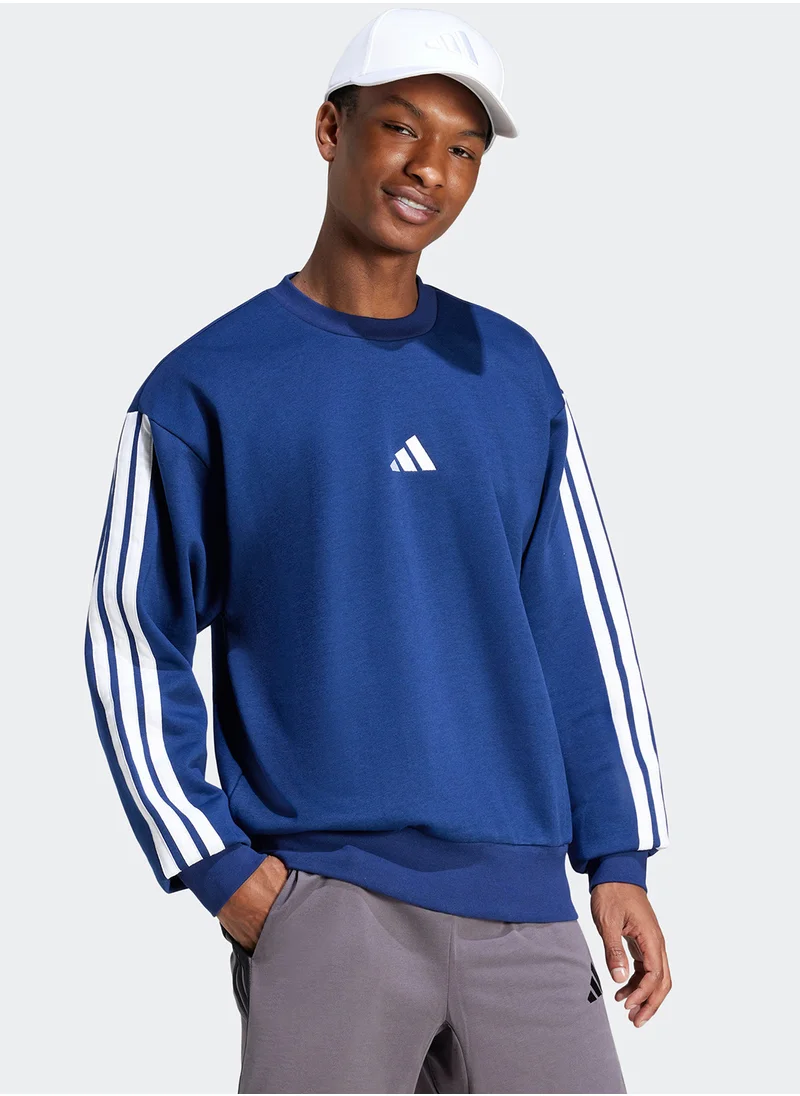 Adidas Essentials 3 Stripes Fleece Sweatshirt