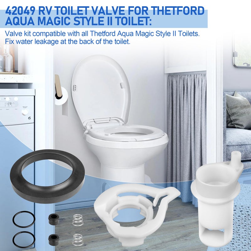 Ophjerg 42049 Water Valve Style II Kit for Thetford Aqua Magic Style II Toilets RV Toilet Water Valve Kit Replacement Style II Permanent Toilets Rv Toilet Parts for Thetford with Closet Flange Seal - Image 4