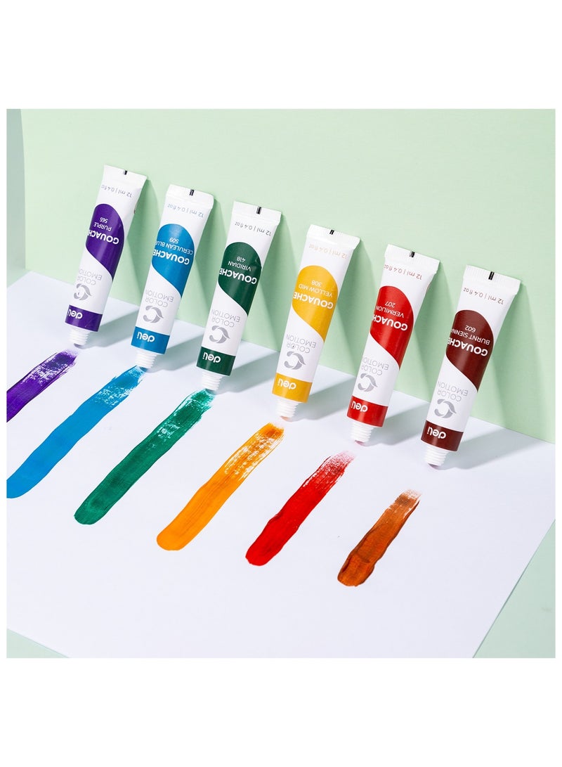 Deli 12-Piece Gouache Paint Tube Set 12ml Content Per Tube - Image 3