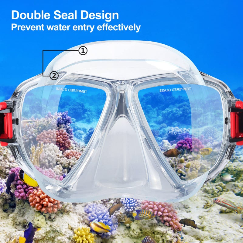 EXP VISION Snorkel Diving Mask Panoramic HD Swim Mask, Anti-Fog Scuba Diving Goggles,Tempered Glass Dive Mask Adult Youth Swim Goggles with Nose Cover for Diving, Snorkeling, Swimming (Clear Black) - Image 4