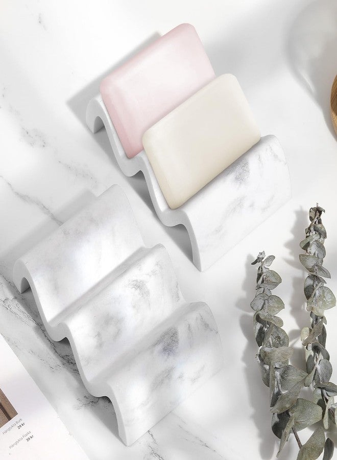 Luxspire Soap Dish, Marble Soap Dish, Self-draining Tray, Soap Holder Saver for Shower, Bathroom, Sink, Kitchen and Countertop, Gravel White - Image 3