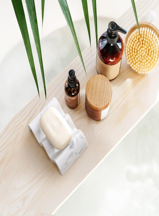 Luxspire Soap Dish, Marble Soap Dish, Self-draining Tray, Soap Holder Saver for Shower, Bathroom, Sink, Kitchen and Countertop, Gravel White - Image 5