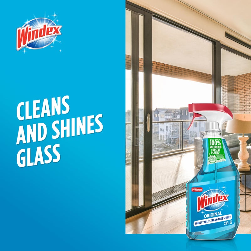 Windex Glass and Window Cleaner Spray Bottle, Packaging Designed to Prevent Leakage and Breaking, Surface Cleaning Spray, Original Blue Scent, 23 Fl Oz - Image 3