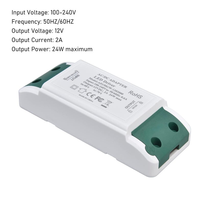 Marhynchus 24W LED Driver 12V 2A Power Supply with Over Current Short Circuit Over Heat Protection for LED Strip Lights Cabinet Lights Display - Image 5