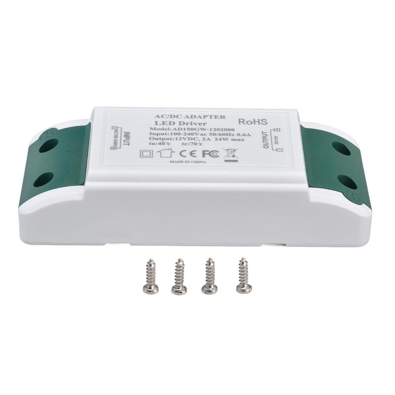 Marhynchus 24W LED Driver 12V 2A Power Supply with Over Current Short Circuit Over Heat Protection for LED Strip Lights Cabinet Lights Display - Image 1