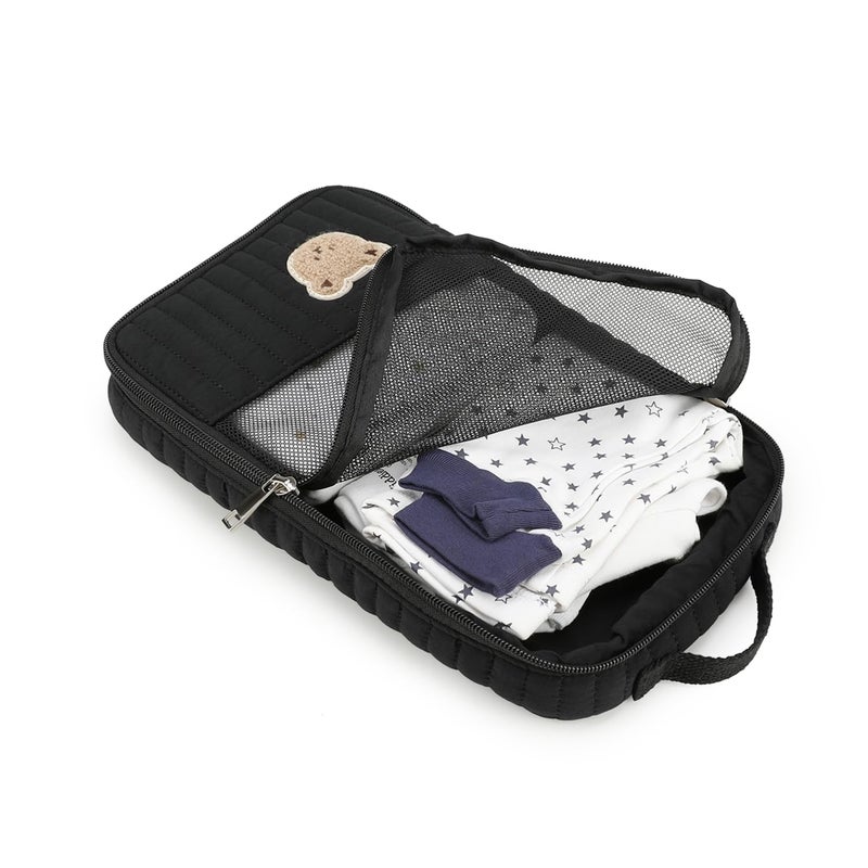 MOMIGO Baby Diaper Bag Organizer Pouches - 2 Pack Waterproof Pod Hanging Diaper Bag Cute Rabbit Bear Mesh Bag Reusable, Washable or Baby Cloth Diapers (Black) - Image 2