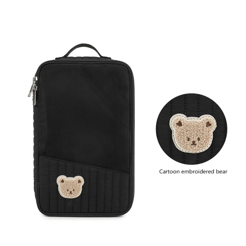 MOMIGO Baby Diaper Bag Organizer Pouches - 2 Pack Waterproof Pod Hanging Diaper Bag Cute Rabbit Bear Mesh Bag Reusable, Washable or Baby Cloth Diapers (Black) - Image 4