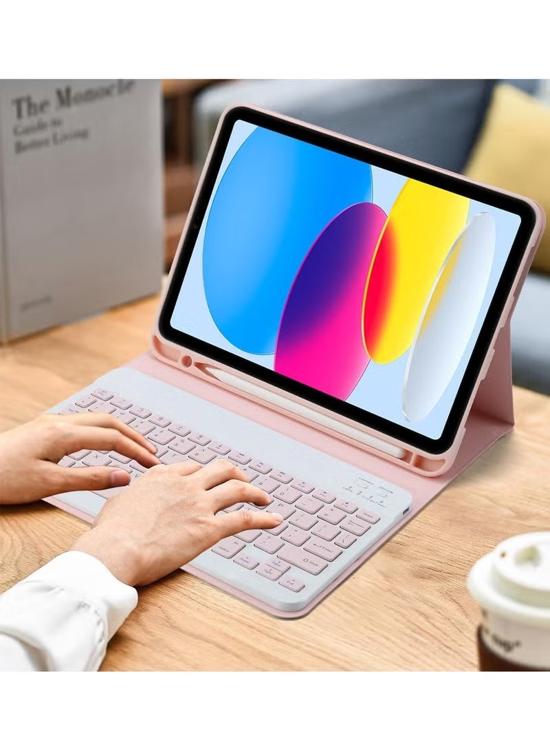 Universal Wireless Keyboard and Mouse Combo for Mobile Phones and Tablets with 3 Bluetooth Systems - English Pink - Image 3