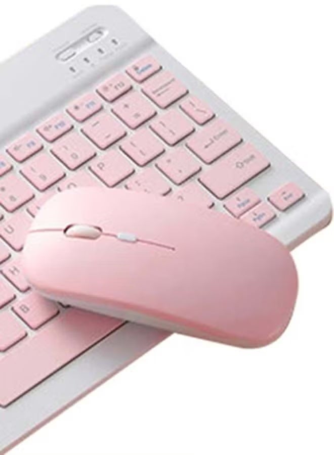 Universal Wireless Keyboard and Mouse Combo for Mobile Phones and Tablets with 3 Bluetooth Systems - English Pink - Image 4