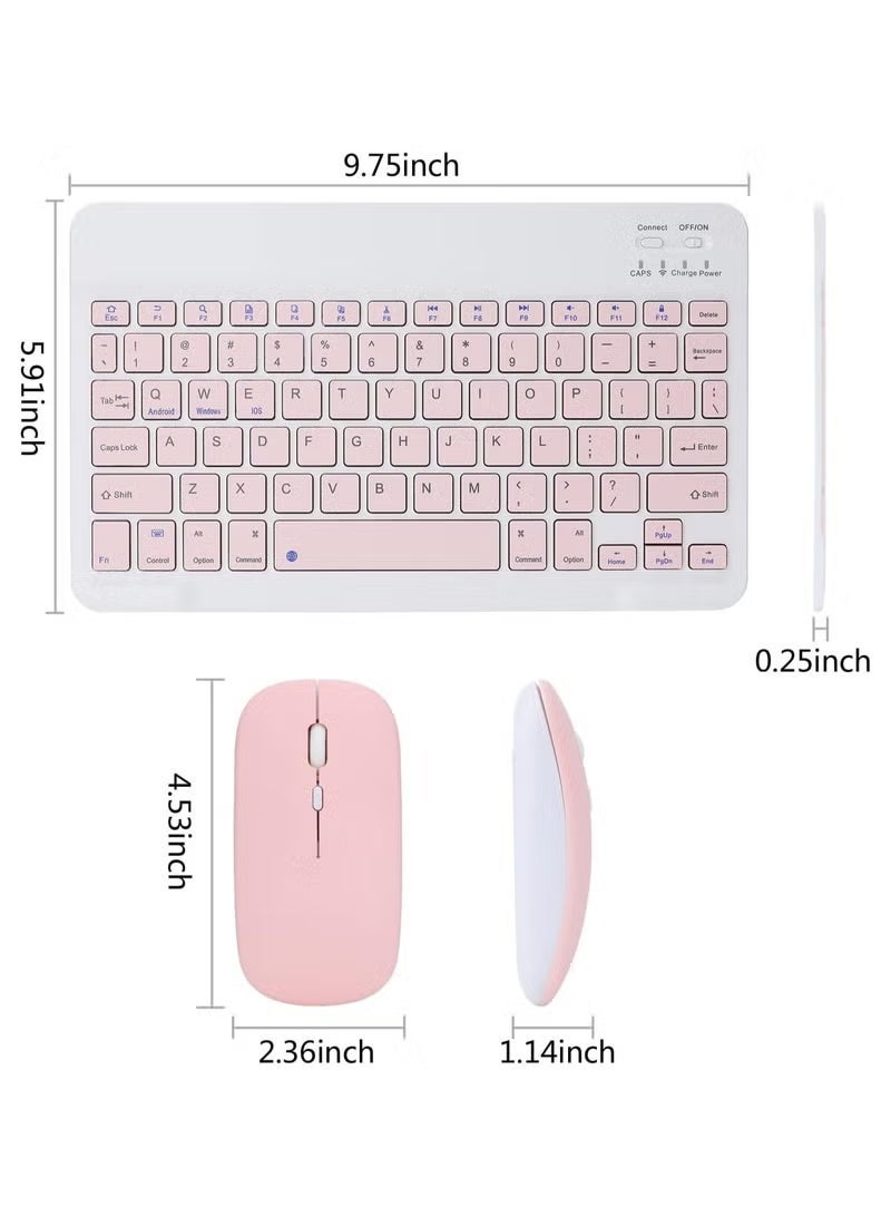 Universal Wireless Keyboard and Mouse Combo for Mobile Phones and Tablets with 3 Bluetooth Systems - English Pink - Image 2