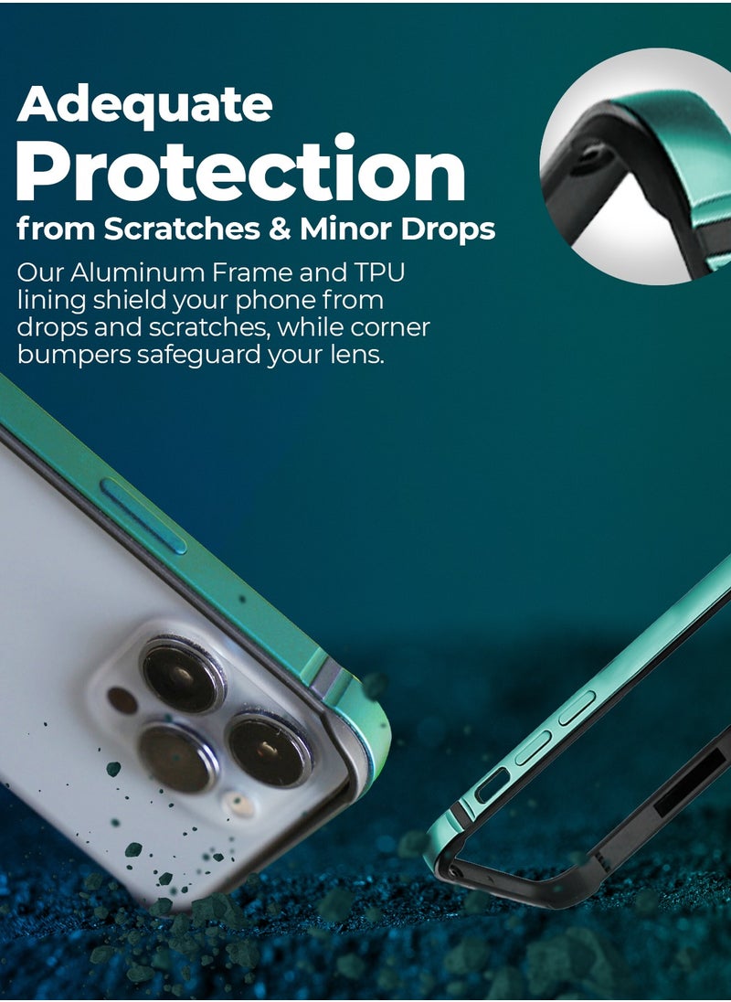 Raegr - RAEGR iPhone 15 Pro Case | Anodized Aluminum Bumper | Supports Mag-Safe Wireless Charging | Edge Armor Protective Minimal Case Designed for iPhone 15 Pro (6.1-Inch) (2023) - Green RG10515 - Image 1
