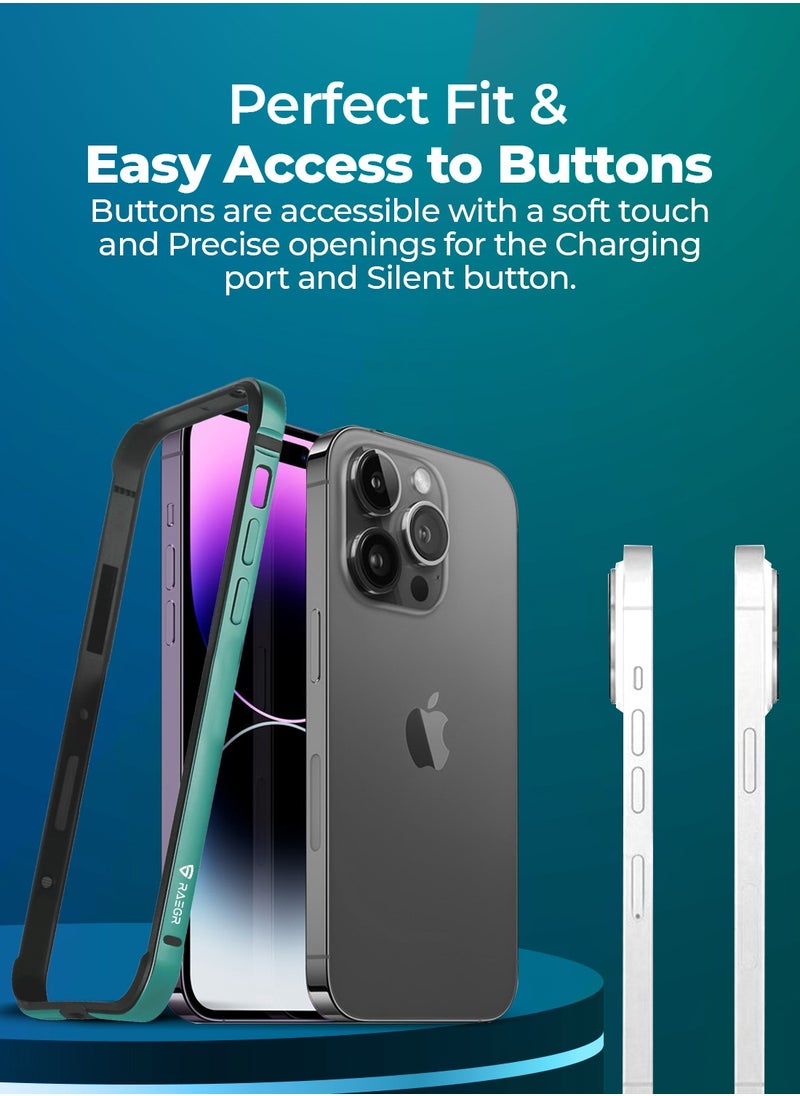 Raegr - RAEGR iPhone 15 Pro Case | Anodized Aluminum Bumper | Supports Mag-Safe Wireless Charging | Edge Armor Protective Minimal Case Designed for iPhone 15 Pro (6.1-Inch) (2023) - Green RG10515 - Image 1