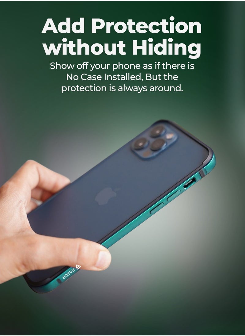 Raegr - RAEGR iPhone 15 Pro Case | Anodized Aluminum Bumper | Supports Mag-Safe Wireless Charging | Edge Armor Protective Minimal Case Designed for iPhone 15 Pro (6.1-Inch) (2023) - Green RG10515 - Image 1