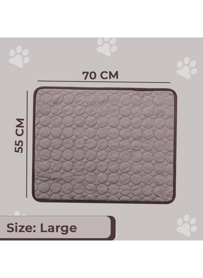 Kuber Industries - Rectangular Dog & Cat Bed|Premium Cool Ice Silk With Polyester With Bottom Mesh|Multi-Utility Self-Cooling Pad For Dog & Cat|Light-Weight & Durable Dog Bed|Zqcj001C-L|Coffee - Image 1