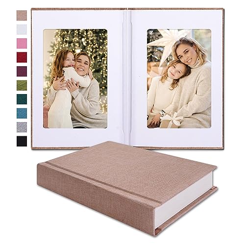 Pssoss Small 4x6 Photo Album with Writing Space Holds 30 Photos Ideal for Wedding Theme-Album and Baby Photo Album (Beige) - Image 1