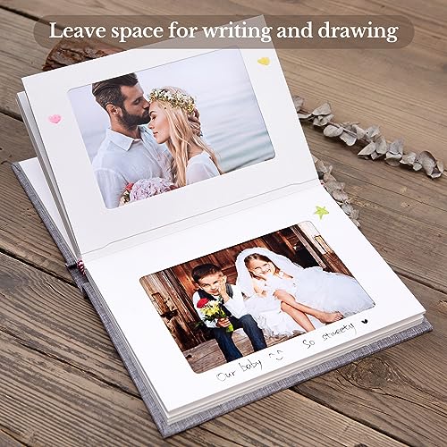 Pssoss Small 4x6 Photo Album with Writing Space Holds 30 Photos Ideal for Wedding Theme-Album and Baby Photo Album (Beige) - Image 4