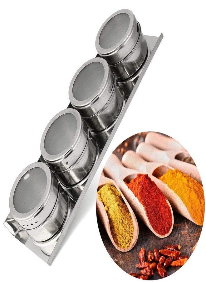 KAAS Magnetic Spice Containers Racks for Kitchen Storage (Stainless Steel)(Pack of 4) - Image 1