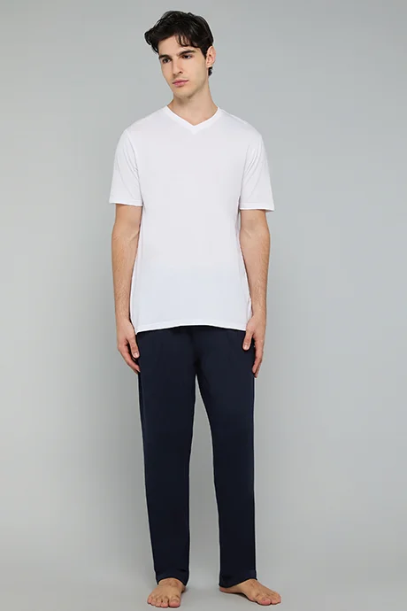 أر أند بي Solid Lounge Pants with Drawstring Waist