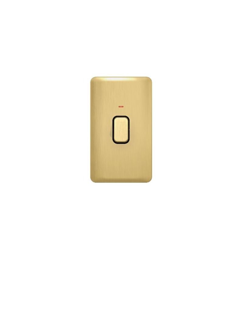 Schneider Electric GGBL4021BSBS Lisse Control Switch 2 Gang with LED Indicator- 50A DP Satin Brass with Black Interior - Image 2