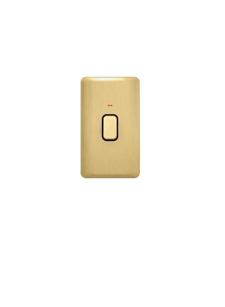 Schneider Electric GGBL4021BSBS Lisse Control Switch 2 Gang with LED Indicator- 50A DP Satin Brass with Black Interior - Image 1