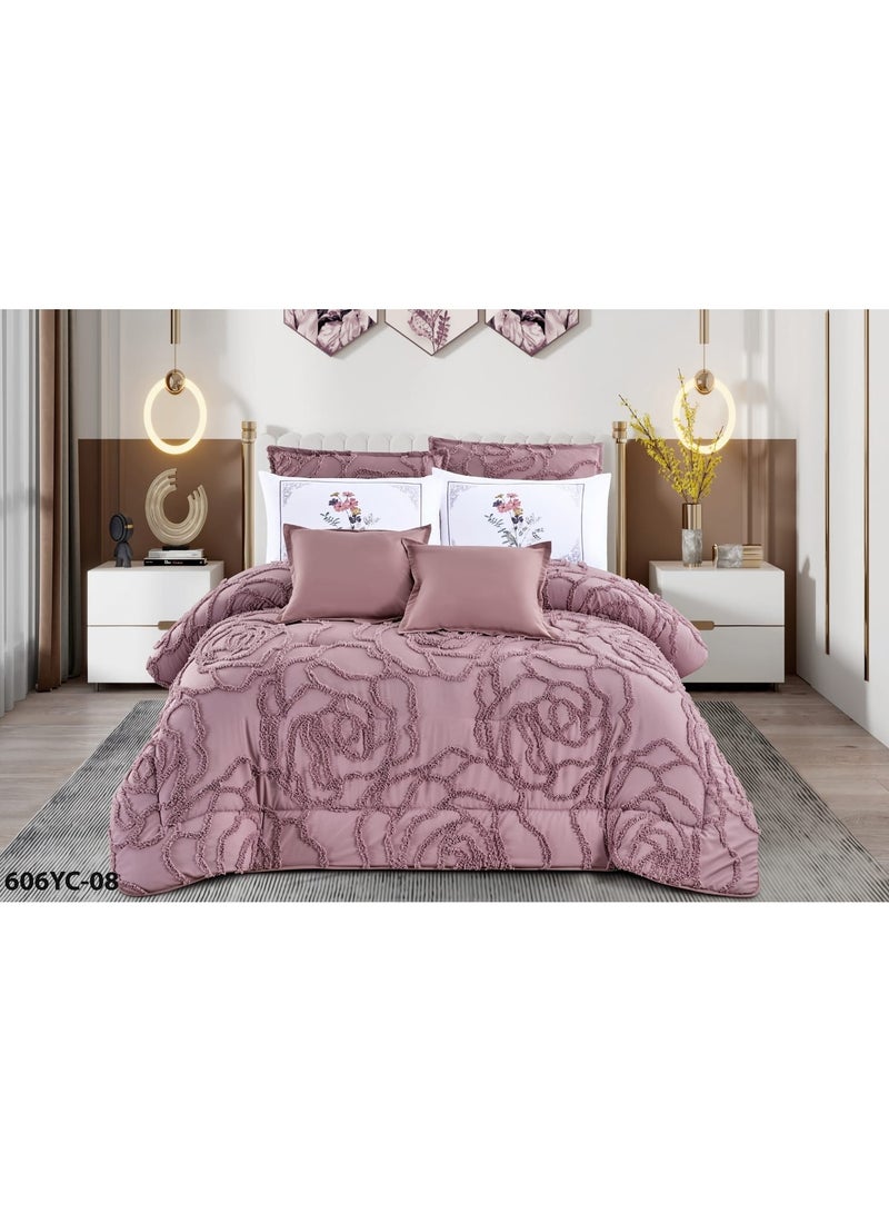 مون طقم لحاف مفرش  ملكي من مون  مقاس نفرين مكون من 8 قطع بحجم 250x230 سم - Image 1