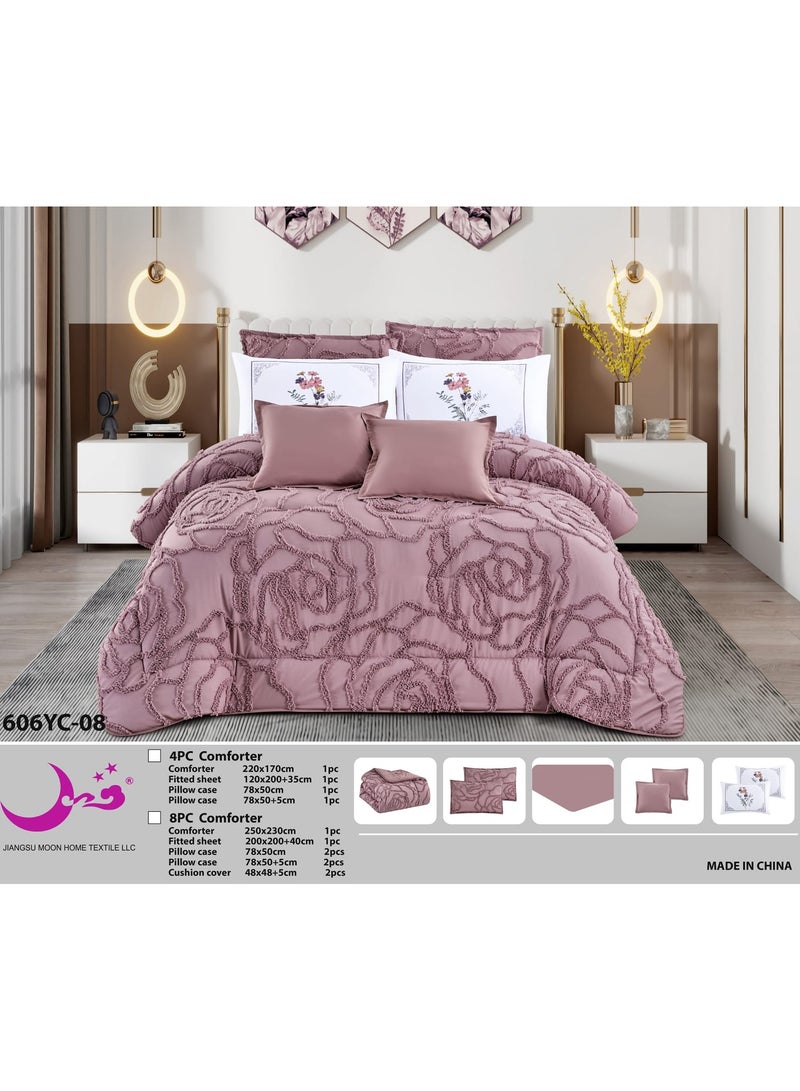 مون طقم لحاف مفرش  ملكي من مون  مقاس نفرين مكون من 8 قطع بحجم 250x230 سم - Image 2