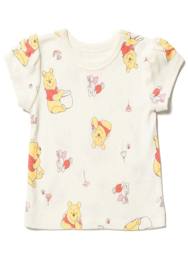 Disney Piglet Winnie the Pooh Newborn Baby Girls French Terry Short Overalls and T-Shirt Pink/White 0-3 Months - Image 5