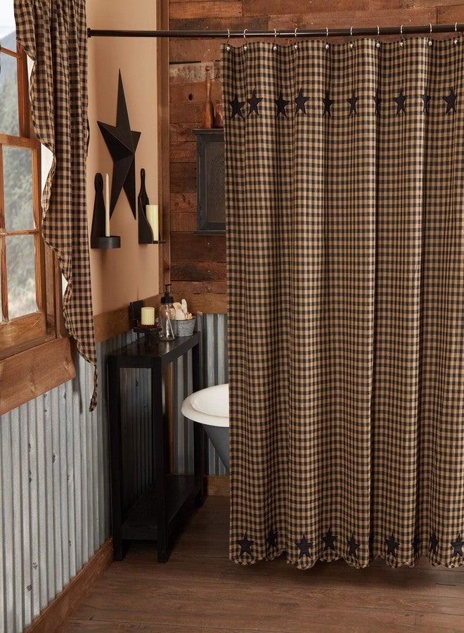 VHC Brands ماركات VHC، نجمة سوداء، قطن، 72x72، ستارة دش، سوداء - Image 2