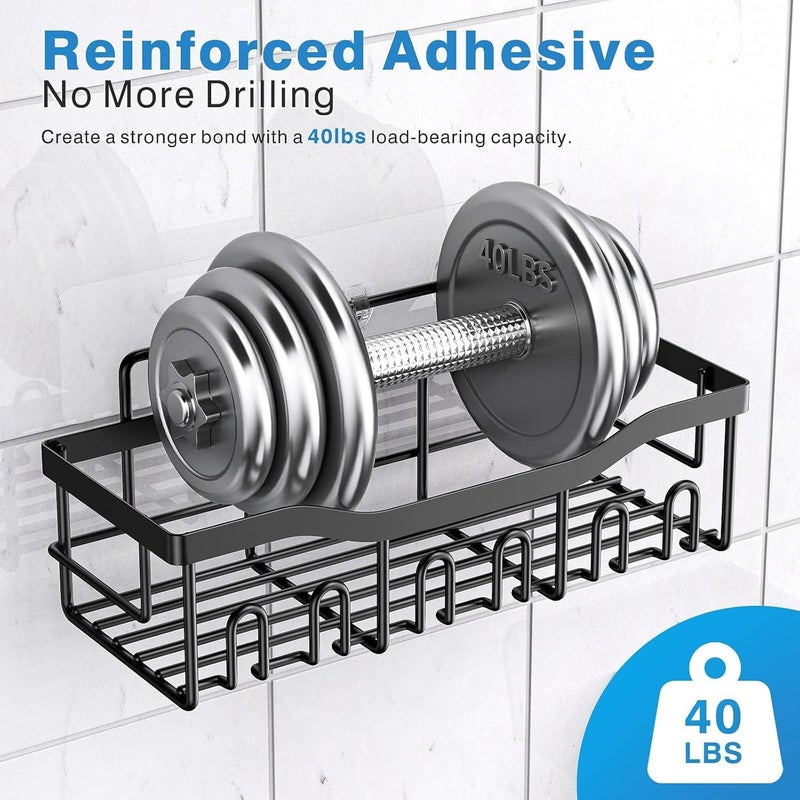 EUDELE 5-Pack Rustproof Stainless Steel Shower Caddy Setâ€“ No Drill Adhesive Bathroom Organizer, Space-Saving Shower Shelves for Apartment Essentials, Bathroom/Kitchen Storage Home Decor-L Size - Image 5