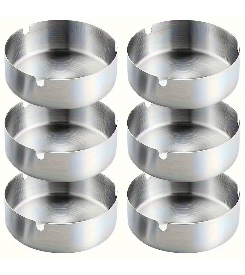 2pcs Golden Round Stainless Steel Windproof Ashtray Durable Drop Proof Easy Clean for Home Hotel - Image 5