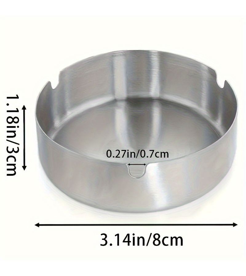 2pcs Golden Round Stainless Steel Windproof Ashtray Durable Drop Proof Easy Clean for Home Hotel - Image 3