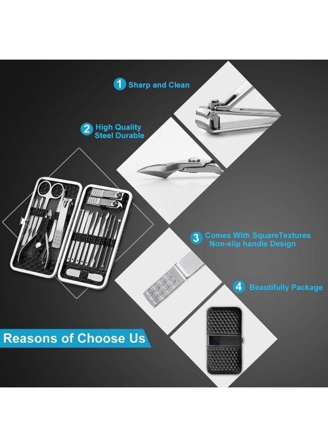 Nail Clippers Set Fingernail and Toenail Clipper Cutters, Manicure Pedicure Kit 18 Pieces Stainless Steel Professional Grooming Kits, Nail Care Tools with Luxurious Travel Case - Image 5