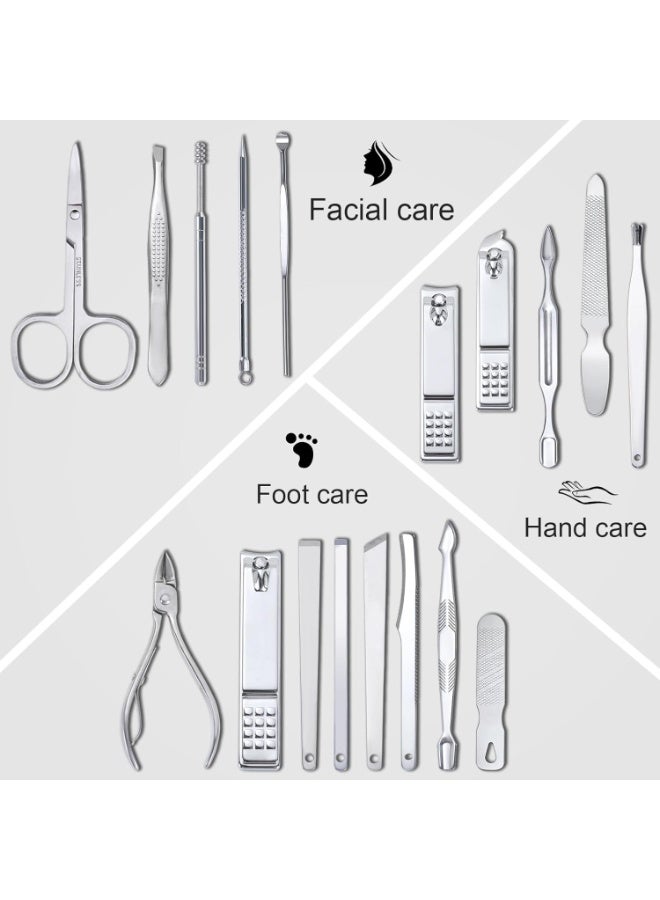Nail Clippers Set Fingernail and Toenail Clipper Cutters, Manicure Pedicure Kit 18 Pieces Stainless Steel Professional Grooming Kits, Nail Care Tools with Luxurious Travel Case - Image 2