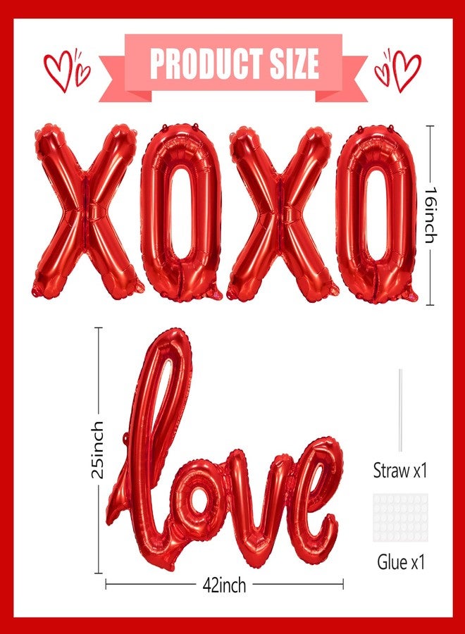 بالونات XOXO وLOVE | بالونات حمراء لتزيين عيد الحب | بالونات حروف من رقائق المايلر لحفلات الذكرى السنوية، وحفلات توديع العزوبية، وحفلات الزفاف، وحفلات ما قبل الزفاف - Image 3