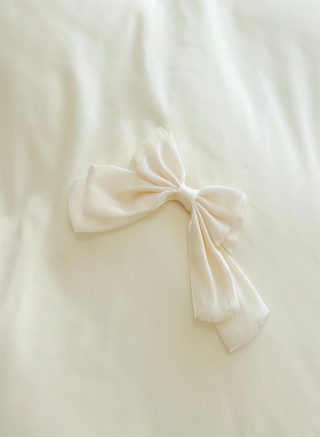 MOOWOO Chic Lace Bedding with Lovely Bow-Romantic Ruffle Duvet Cover Set, 2 Piece Comforter Duvet Cover with Zipper Closure, French Princess Style,Coquette Room Decor-Yellow,Twin Size - Image 4