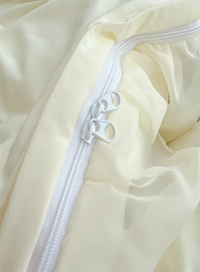 MOOWOO Chic Lace Bedding with Lovely Bow-Romantic Ruffle Duvet Cover Set, 2 Piece Comforter Duvet Cover with Zipper Closure, French Princess Style,Coquette Room Decor-Yellow,Twin Size - Image 5