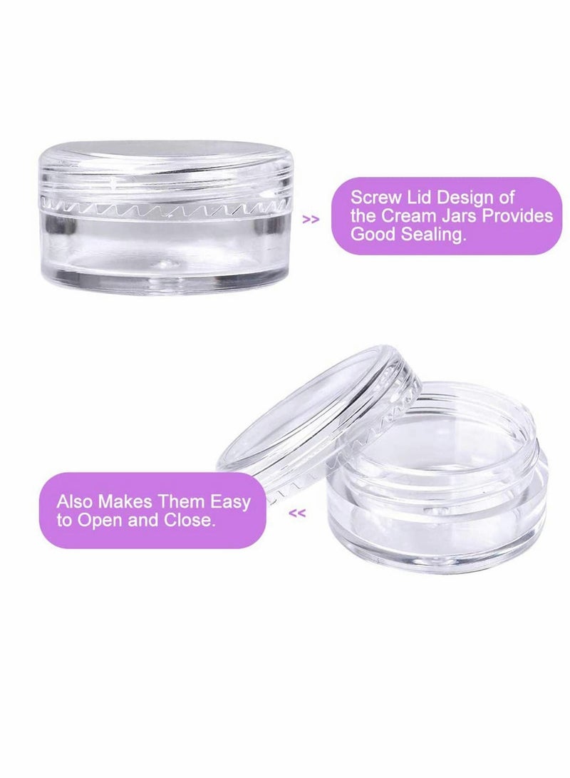 KASTWAVE 50 Pieces Small Clear Round Travel Sample Jar Pots 5g 5ml Small Sample Containers Plastic Jars for Women Creams Make-up Sample Containers - Image 3
