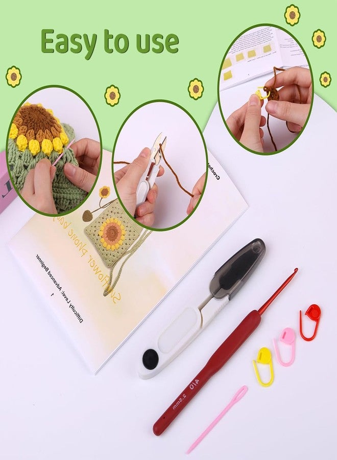 PATPAT Diy Crochet Phone Bag Material Kit Beginners Sun Flower Crochet Phone Sling Bag Material Kit With Yarn, Crochet Hooks, Tools & Accessories, Tutorial Video, Diy Gift, Light Green - Image 4