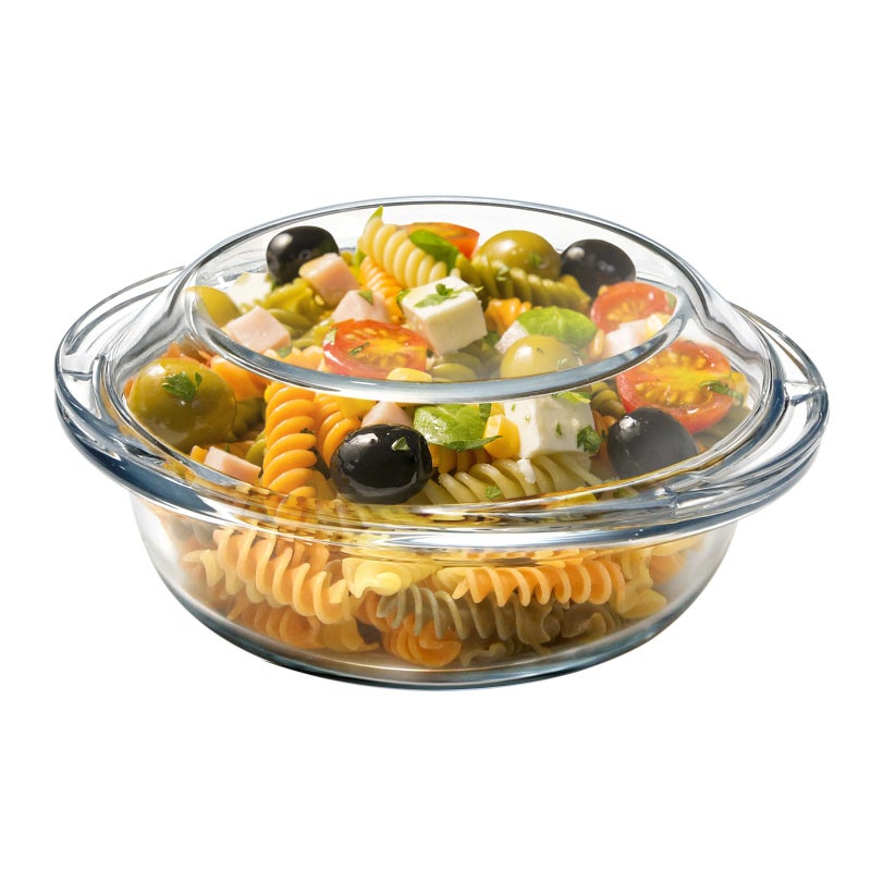 NUTRIUPS 13OZ Mini Glass Casserole Dish With Lid, 5.5in Oven Safe Bakeware with Handles, Microwave Oven Safe Glass Bowl with Lid - Image 1